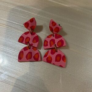 Hand painted cheetah clay earrings